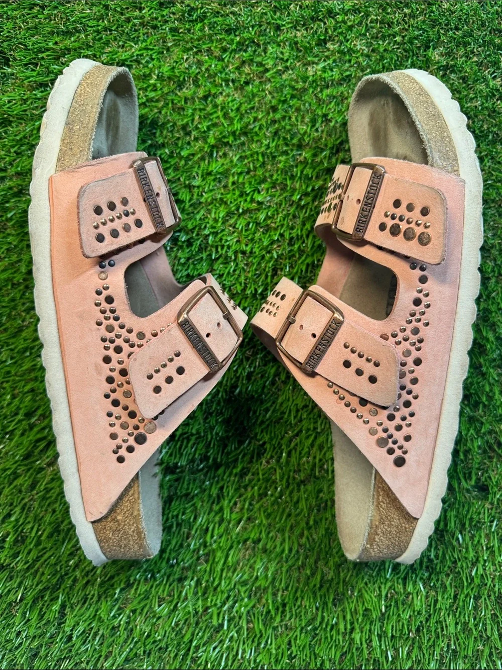 Birkenstock Arizona Rose Gold Studded Sandals